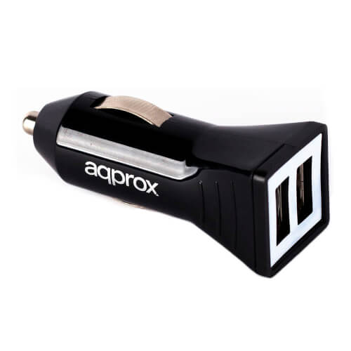 Cargador De Coche Approx Appusbcar31b 2xusb Input 12-24vdc | Quonty.com | APPUSBCAR31B