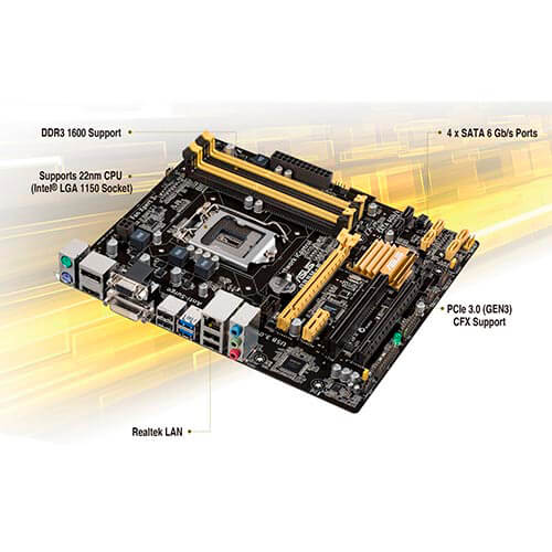 Placa Asus B85m-E Intel1150 4ddr3 Hdmi Pcx3.0 Sata3 Usb3.0 | Quonty.com | 90-MB0F60-M0EAY5