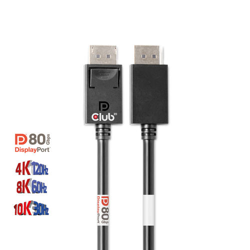 Cable Club 3d Displayport 2.1 Con Certificación Vesa Dp80 8k 240hz 1.2m | Quonty.com | CAC-1091