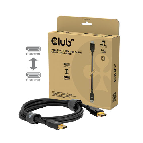 Cable Club 3d Displayport 2.1 Con Certificación Vesa Dp80 8k 240hz 2m | Quonty.com | CAC-1094