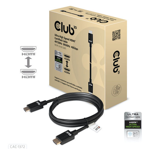 Cable Hdmi Club 3d Ultra Alta Velocidad Certificado 4k 120hz 8k 60hz 48gbps 2m | Quonty.com | CAC-1372