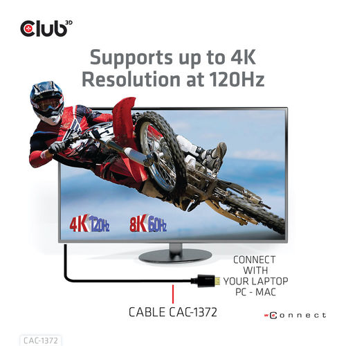 Cable Hdmi Club 3d Ultra Alta Velocidad Certificado 4k 120hz 8k 60hz 48gbps 2m | Quonty.com | CAC-1372