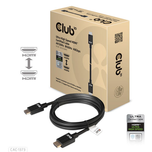 Cable Hdmi Club 3d Ultra Alta Velocidad Certificado 4k 120hz 8k 60hz 48gbps 3m | Quonty.com | CAC-1373