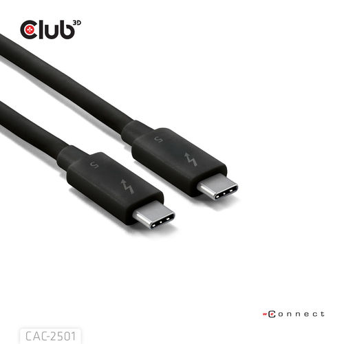 Cable Usb Club 3d Con Certificación Thunderbolt 8k 240hz 20gbps Pd 240w Epr M/M 1m | Quonty.com | CAC-2501