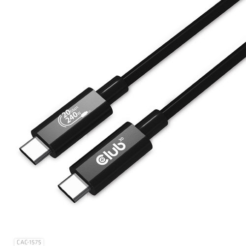 Cable Usb Club 3d Ubs-C Con Certificado Usb-If 4k 60hz 20gbps Pd 240w Epr M/M 2m | Quonty.com | CAC-1575