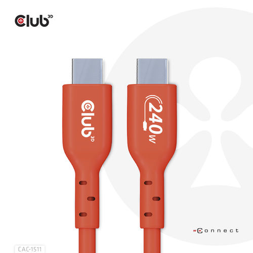 Cable Usb Club 3d Usb-C Con Certificación Usb-If 480mb Pd 240w Epr M/M 1m | Quonty.com | CAC-1511