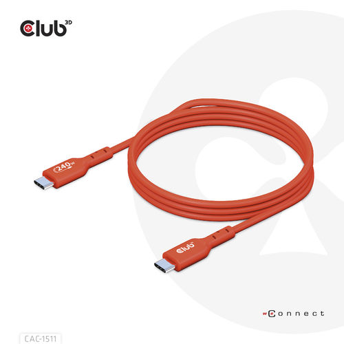 Cable Usb Club 3d Usb-C Con Certificación Usb-If 480mb Pd 240w Epr M/M 1m | Quonty.com | CAC-1511
