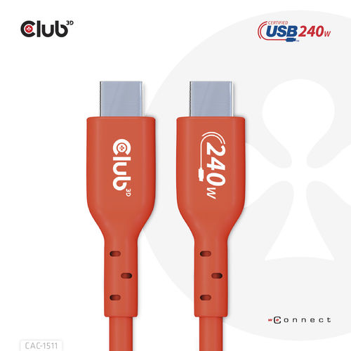 Cable Usb Club 3d Usb-C Con Certificación Usb-If 480mb Pd 240w Epr M/M 1m | Quonty.com | CAC-1511
