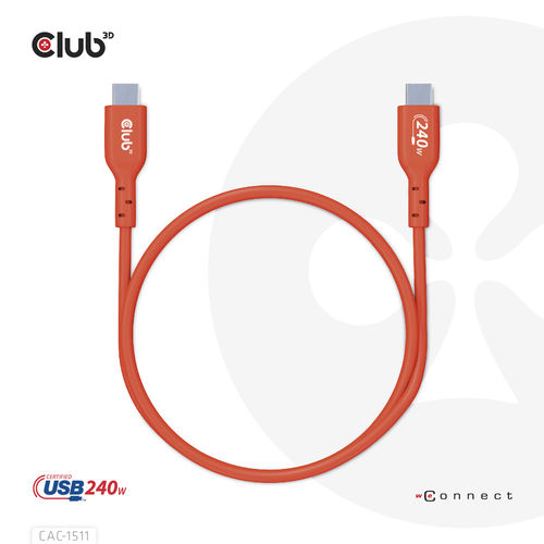 Cable Usb Club 3d Usb-C Con Certificación Usb-If 480mb Pd 240w Epr M/M 1m | Quonty.com | CAC-1511