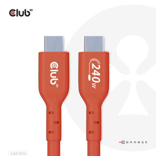 Cable Usb Club 3d Usb-C Con Certificación Usb-If 480mb Pd 240w Epr M/M 3m | Quonty.com | CAC-1513