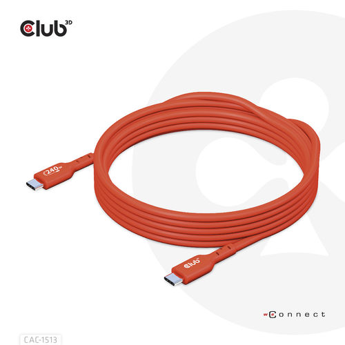 Cable Usb Club 3d Usb-C Con Certificación Usb-If 480mb Pd 240w Epr M/M 3m | Quonty.com | CAC-1513