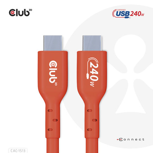 Cable Usb Club 3d Usb-C Con Certificación Usb-If 480mb Pd 240w Epr M/M 3m | Quonty.com | CAC-1513