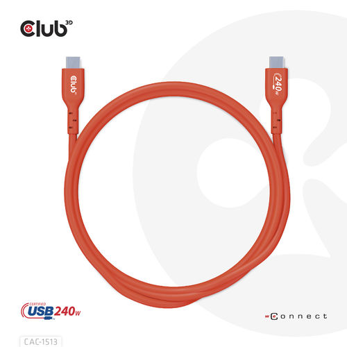 Cable Usb Club 3d Usb-C Con Certificación Usb-If 480mb Pd 240w Epr M/M 3m | Quonty.com | CAC-1513