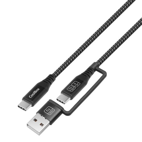 Cable Usb Coolbox Usb-C+A - Usb-C 3.2 + Carga Rapida 60w 1.80m Trenzado | Quonty.com | COO-CAB-UAC-60W