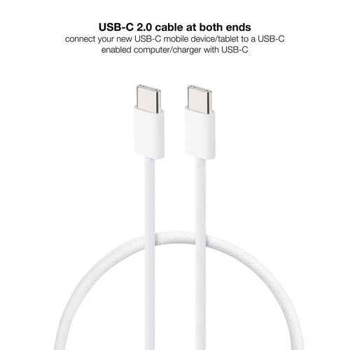Cable Usb Nano Cable Usb2.0 Usb-C/M - Usb-C/M 3a 1.0 Blanco | Quonty.com | 10.01.6001-CO