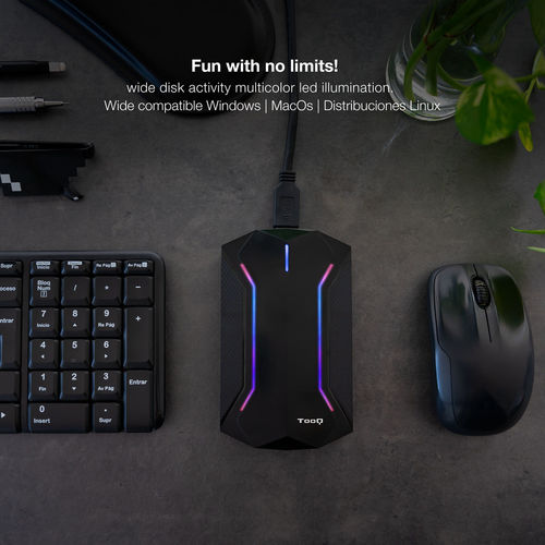 Caja Hdd/Ssd Tooq Tqe-2599rgb 2.5&Quot; Sata Usb3.1 Negra Rgb Gaming | Quonty.com | TQE-2599RGB