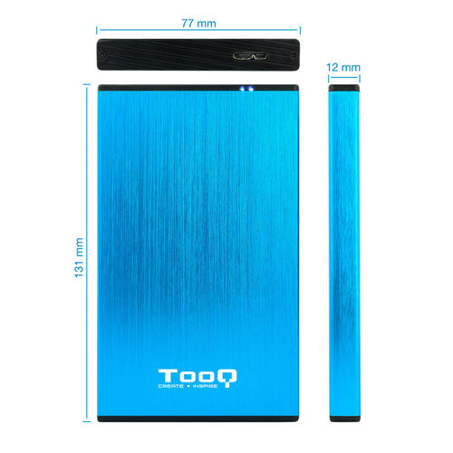 Caja Hdd Tooq Tqe-2527bl 2.5'' Sata Usb3.0/3.1 9,5mm Gen1 Azul | Quonty.com | TQE-2527BL