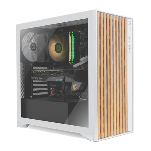 Caja Semitorre/Atx Nox Hummer Element S/Fuente Usb3.0-Type C Blanca/Madera C/Ventana | Quonty.com | NXHUMMERELEMENT