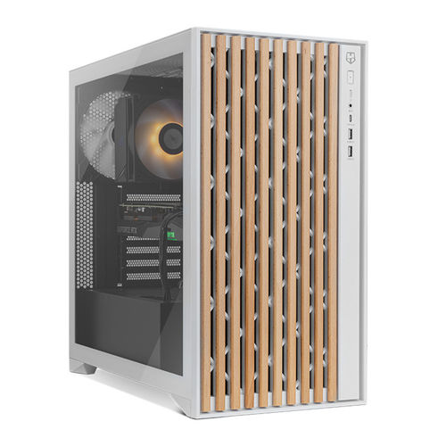 Caja Semitorre/Atx Nox Hummer Element S/Fuente Usb3.0-Type C Blanca/Madera C/Ventana | Quonty.com | NXHUMMERELEMENT
