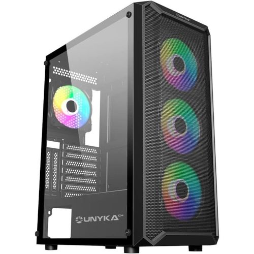 Caja Semitorre/Atx Unyka Armor 3gen S/Fuente Usb3.1 Typec Negra Argb C/Ventana | Quonty.com | UK511208