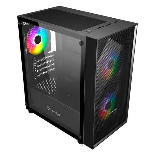 Caja Semitorre /Micro-Atx Unyka Mir B200 S/Fuente Usb3.0 Negra Argb C/Ventana | Quonty.com | UK113011