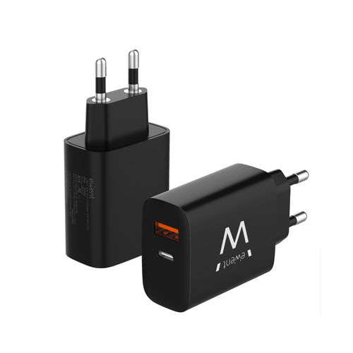 Cargadir De Pared Rapido Ewent Usb-A Usb-C Qc3.0 20w Negro | Quonty.com | EW1319