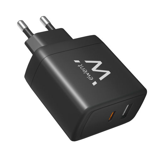 Cargador De Pared Rapido Ewent Usb-A Usb-C Ganfast 65w Negro | Quonty.com | EW1330