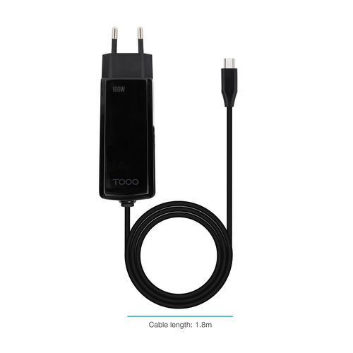 Cargador Tooq 100w Usb-C Pd Gan Para Portatil Negro | Quonty.com | TQLC-USBCGAN100PD-C