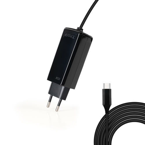 Cargador Tooq 65w Usb-C Pd Gan Para Portatil Negro | Quonty.com | TQLC-USBCGAN65PD-C