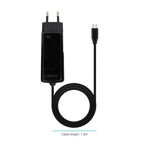 Cargador Tooq 90w Usb-C Pd Gan Para Portatil Negro | Quonty.com | TQLC-USBCGAN90PD-C