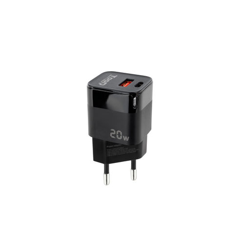 Cargador Usb Pared Tooq Tqwc-Qcpd20 Usb-C/Pd + Usb-A/Qc 20w Blanco | Quonty.com | TQWC-QCPD20