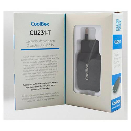 Cargador Pared Coolbox 231t 2usb 3.1a | Quonty.com | FALCOOUX231T