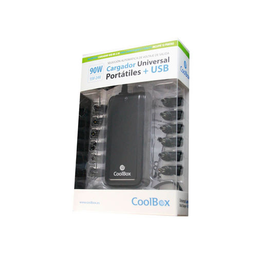 Cargador Automatico Coolbox 90w 14 Puntas Y Usb2.1a | Quonty.com | FALCOONB90U