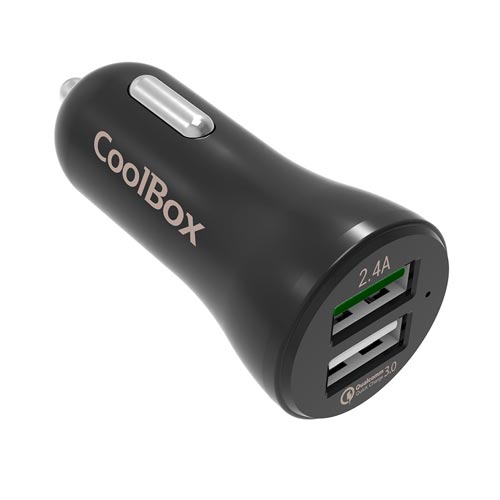 Cargador Coche Coolbox Qc3.0 2usb 5.4a (1+1rapido) | Quonty.com | COO-CU2QC30-C