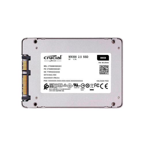 Disco Duro Ssd Crucial 2.5” 500gb Sata Mx500 + Adaptador A 9.5mm