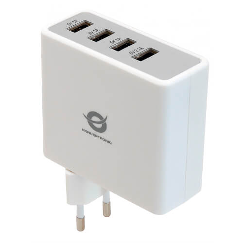 Cargador Pared Conceptronic 4xusb 1x2100ma 3x1000ma | Quonty.com | CUSBPWR51A