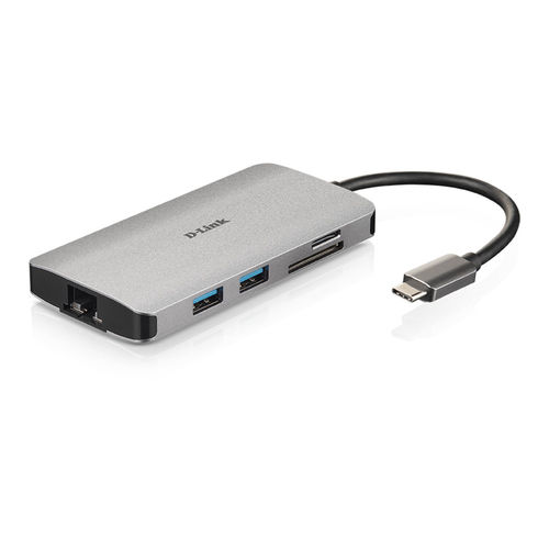 Hub D-Link Dub-M810 3ptos Usb3.0/ 1pto Hdmi/ 1pto Usb-C/ Lector De Tarjetas/ 1pto Lan Gris | Quonty.com | DUB-M810
