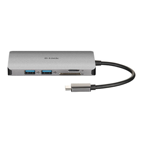 Hub D-Link Dub-M810 3ptos Usb3.0/ 1pto Hdmi/ 1pto Usb-C/ Lector De Tarjetas/ 1pto Lan Gris | Quonty.com | DUB-M810