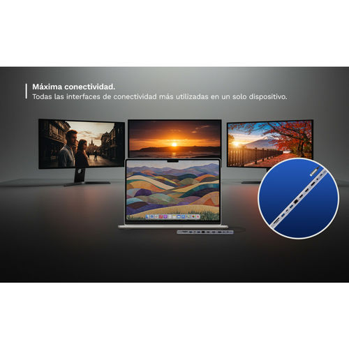Docking Ewent Ew1150 Multipuerto Usb-C Pd100w/2hdmi 4k/1*4k Dp/Rj-45/3usb3.2/Usb-C/Lector Tarjetas | Quonty.com | EW1150