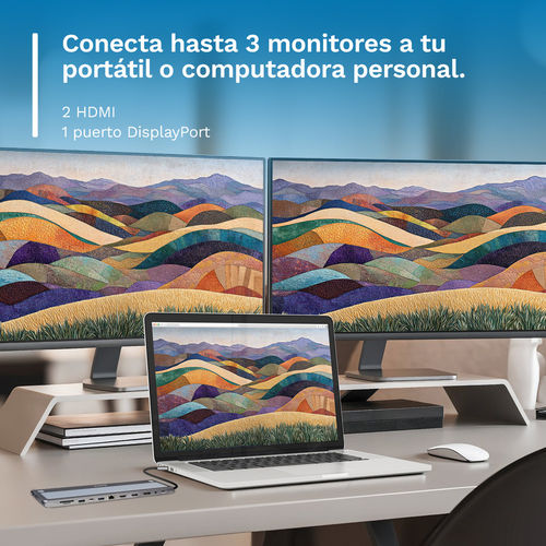 Docking Ewent Ew1150 Multipuerto Usb-C Pd100w/2hdmi 4k/1*4k Dp/Rj-45/3usb3.2/Usb-C/Lector Tarjetas | Quonty.com | EW1150