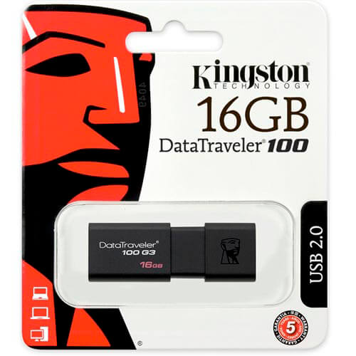 Pendrive Kingston 16gb Usb3.0 Dt100 G3 Negro | Quonty.com | DT100G3/16GB