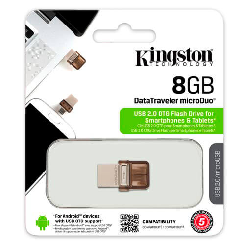 Kingston 8gb Usb2.0 Dt Microduo Usb / Micro Usb Otg | Quonty.com | DTDUO/8GB