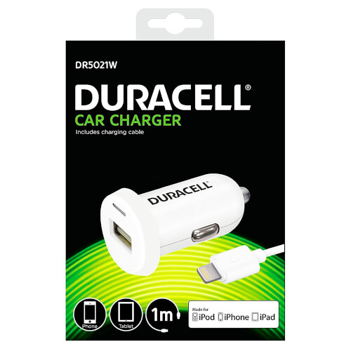 Cargador De Coche Duracell Dr5021w Usb 5v 2.4a Blanco | Quonty.com | DR5021W