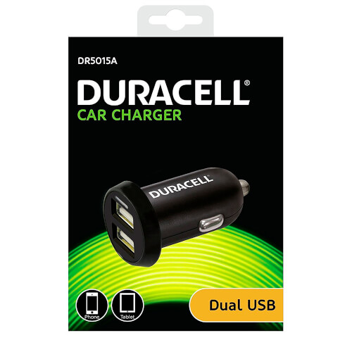 Cargador De Coche Duracell Dr5015a 2xusb 5v/1a+2.4a Negro | Quonty.com | DR5015A