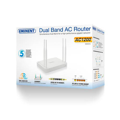 Router Eminent Em4510 4ptos Wifi-Ac/1.2gbps Dualband 4antena | Quonty.com | EM4510