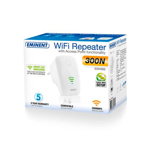 Repetidor Eminent Em4595 Wifi-N/300mbps Wps 1rj45 | Quonty.com | EM4595