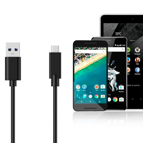 Cable Eminent Usb3.1 A/M - Usb Tipo-C Macho 1,0m Negro | Quonty.com | EW-100117-010-N-P