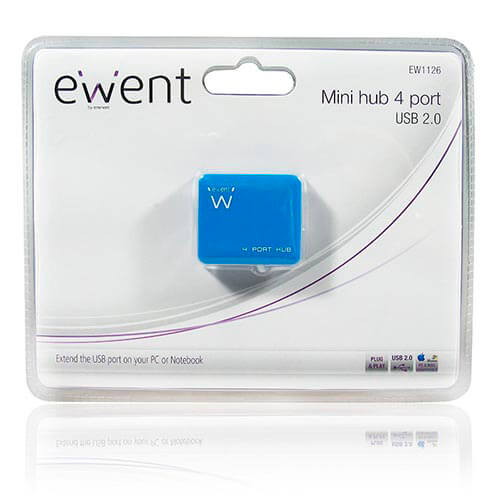 Hub 4 Ptos Eminent-Ewent Azul Usb2.0 | Quonty.com | EW1126
