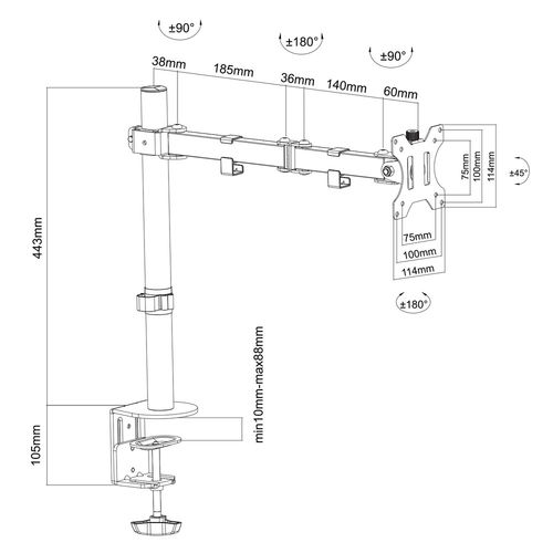 Soporte Mesa Monitor Ewent Ew1510 Hasta 27&Quot; Max.8kg 1 Brazo | Quonty.com | EW1510