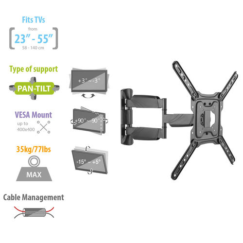 Soporte Pared Monitor/Tv Ewent Easy Pan-Tilt Ew1525 23&Quot;/55&Quot; | Quonty.com | EW1525